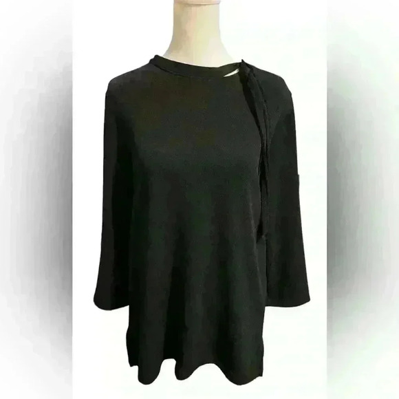Easywear by Chico’s Women’s Size 1 (Medium, Size 8) Black Blouse with Tie - Picture 1 of 3